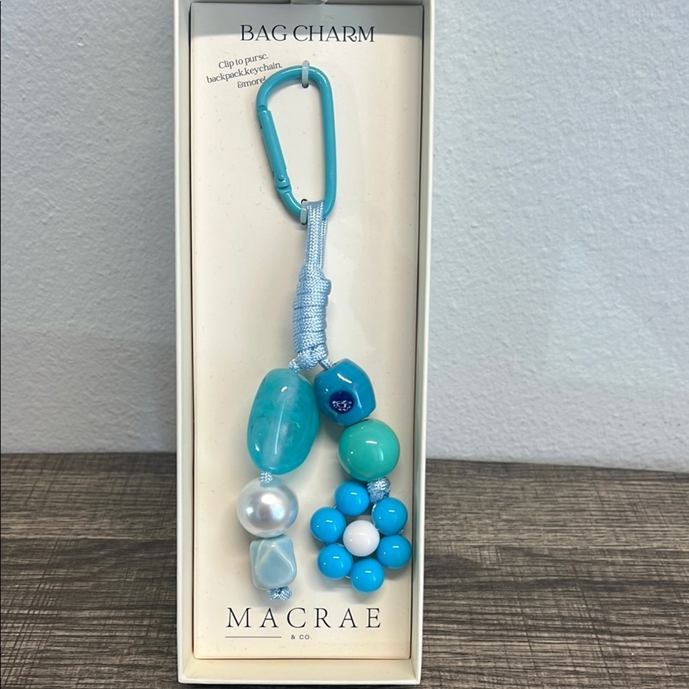 Macrae |  Boho Flower Blue Beaded Bag Charm 🩵